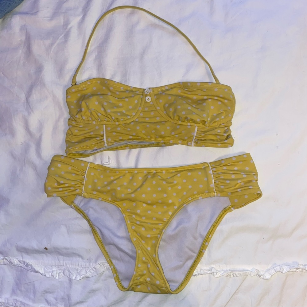 Arizona Jean Co. Yellow Polka-Dot Bikini